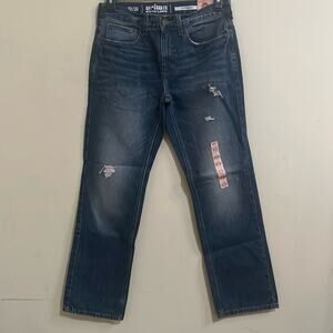 Urban Pipeline Young Men’s 30 x 30 Distressed Tattered Blue Denim Jeans Straight